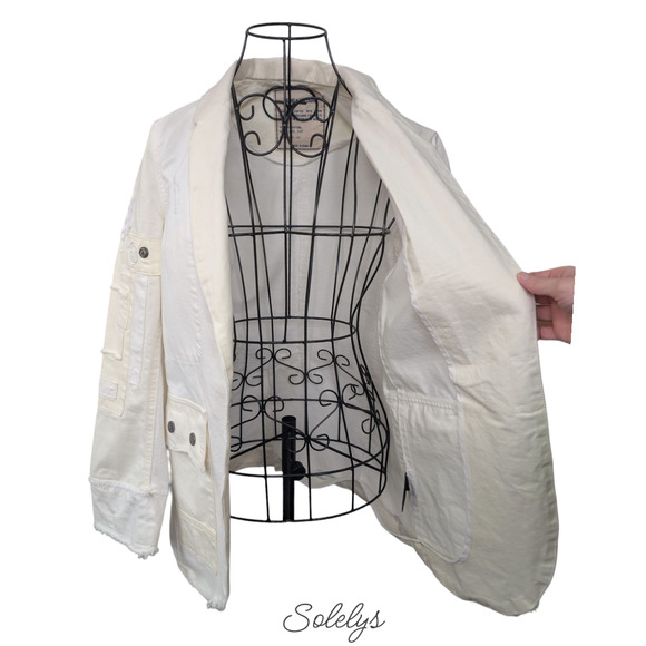 Zadig & Voltaire Very Grunge White Open Casual Cotton Utility Jacket FR36 Small - Picture 9 of 11